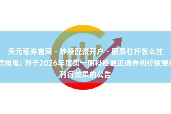 天元证券官网 - 炒股配资开户 - 股票杠杆怎么注册 通富微电: 对于2026年度第一期科技更正债券刊行效果的公告