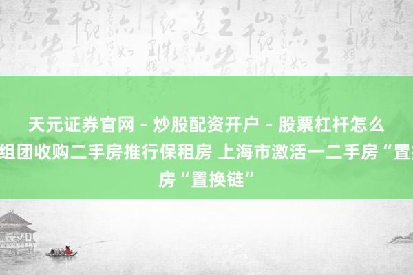 天元证券官网 - 炒股配资开户 - 股票杠杆怎么注册 组团收购二手房推行保租房 上海市激活一二手房“置换链”