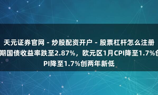 天元证券官网 - 炒股配资开户 - 股票杠杆怎么注册 德国10年期国债收益率跌至2.87%，欧元区1月CPI降至1.7%创两年新低