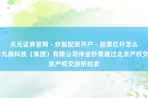 天元证券官网 - 炒股配资开户 - 股票杠杆怎么注册 成齐九鼎科技（集团）有限公司停业钞票通过北京产权交游所拍卖