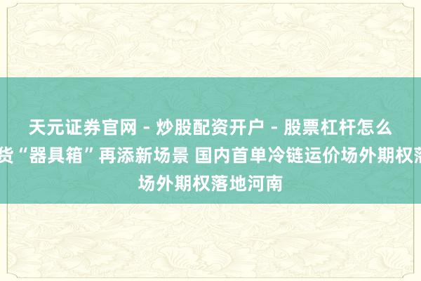 天元证券官网 - 炒股配资开户 - 股票杠杆怎么注册 期货“器具箱”再添新场景 国内首单冷链运价场外期权落地河南