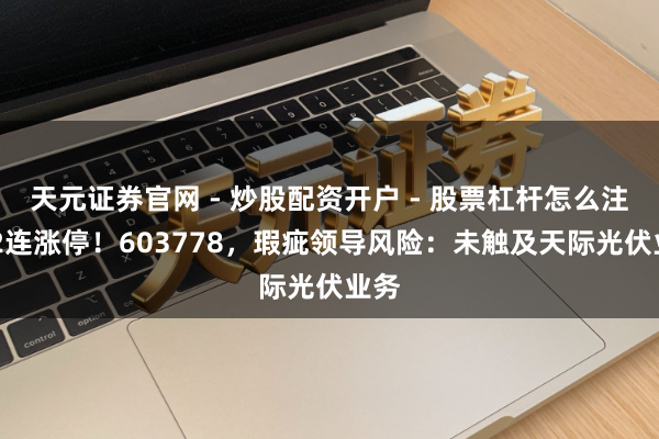 天元证券官网 - 炒股配资开户 - 股票杠杆怎么注册 2连涨停!603778,瑕疵领导风险:未触及天际光伏业务
