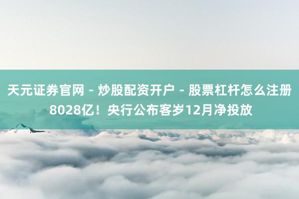 天元证券官网 - 炒股配资开户 - 股票杠杆怎么注册 8028亿!央行公布客岁12月净投放
