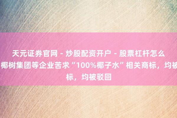 天元证券官网 - 炒股配资开户 - 股票杠杆怎么注册 椰树集团等企业苦求“100%椰子水”相关商标，均被驳回