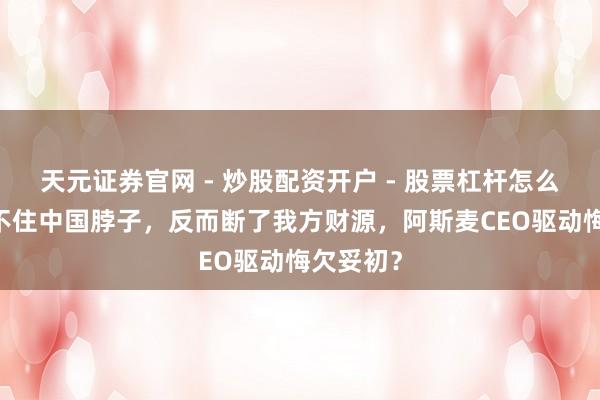 天元证券官网 - 炒股配资开户 - 股票杠杆怎么注册 卡不住中国脖子,反而断了我方财源,阿斯麦CEO驱动悔欠妥初?