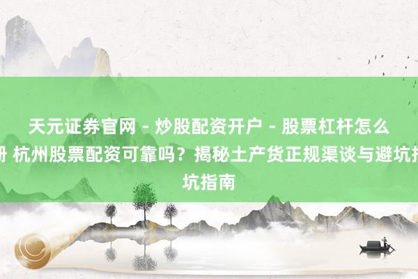 天元证券官网 - 炒股配资开户 - 股票杠杆怎么注册 杭州股票配资可靠吗?揭秘土产货正规渠谈与避坑指南