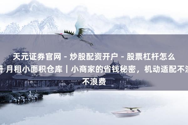 天元证券官网 - 炒股配资开户 - 股票杠杆怎么注册 月租小面积仓库｜小商家的省钱秘密，机动适配不浪费