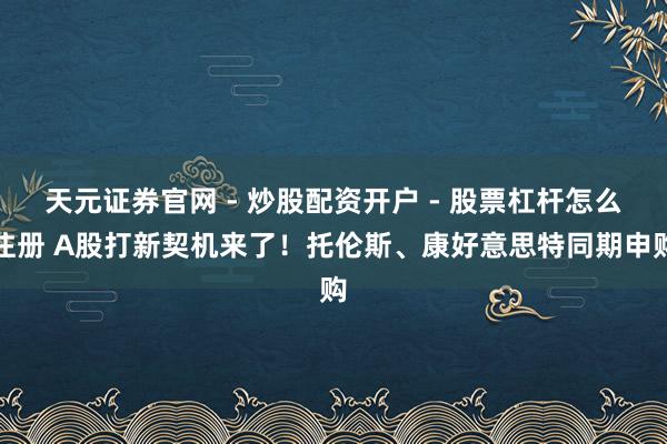 天元证券官网 - 炒股配资开户 - 股票杠杆怎么注册 A股打新契机来了！托伦斯、康好意思特同期申购