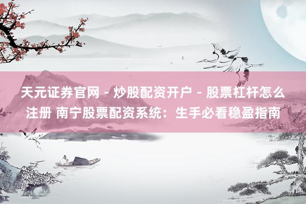 天元证券官网 - 炒股配资开户 - 股票杠杆怎么注册 南宁股票配资系统：生手必看稳盈指南